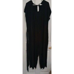 Old Navy Jumper Baggy Pantsuit Black Short Sleeve Size 2X Belted High Waist